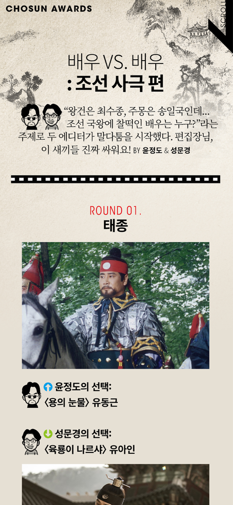 A digital magazine page from MAXIM KOREA comparing actors in Korean historical dramas