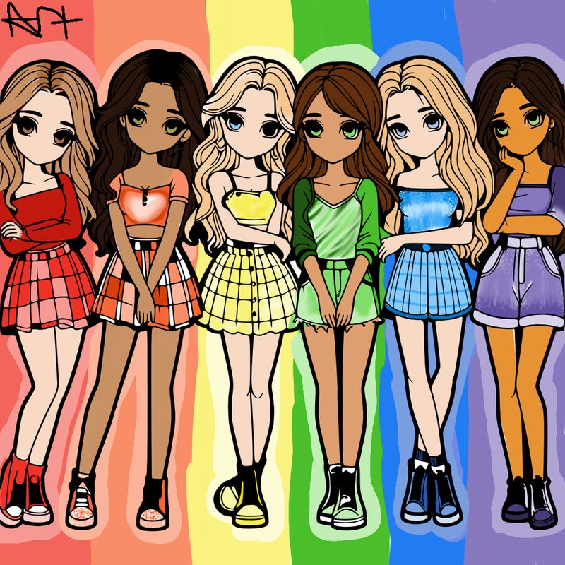 a group of girls realistic