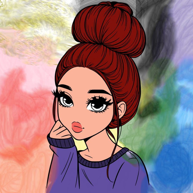 realistic girl with high bun
