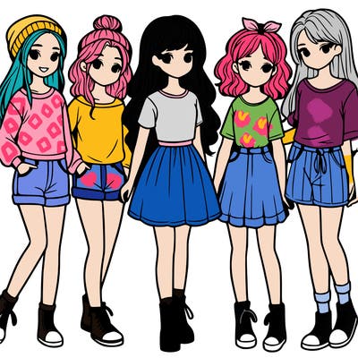 a group of five girls