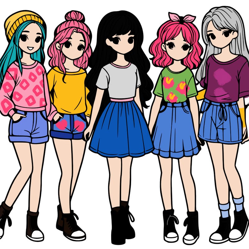 a group of five girls