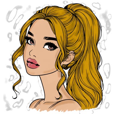 realistic girl with a ponytail on her hair and lips