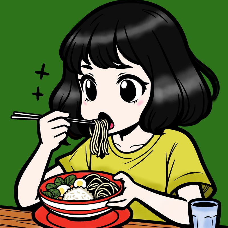 a girl eating food