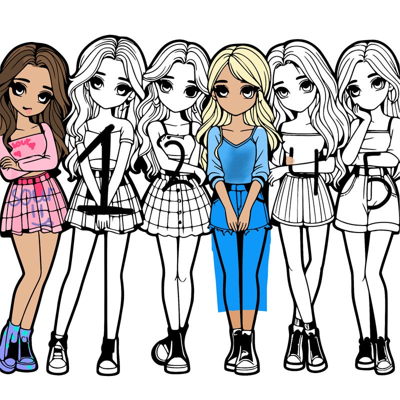 a group of girls realistic