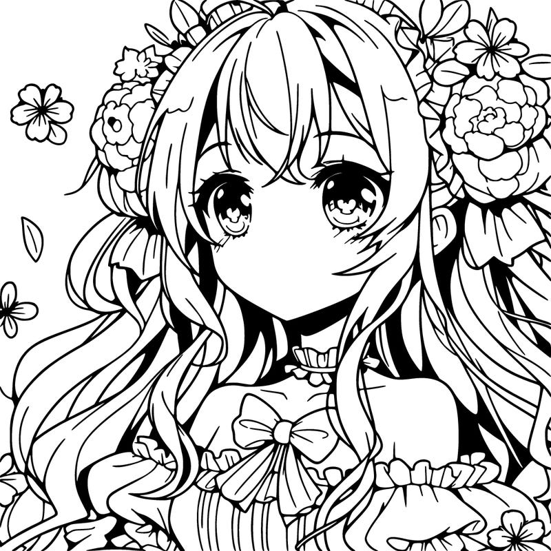 anime girl with flowers