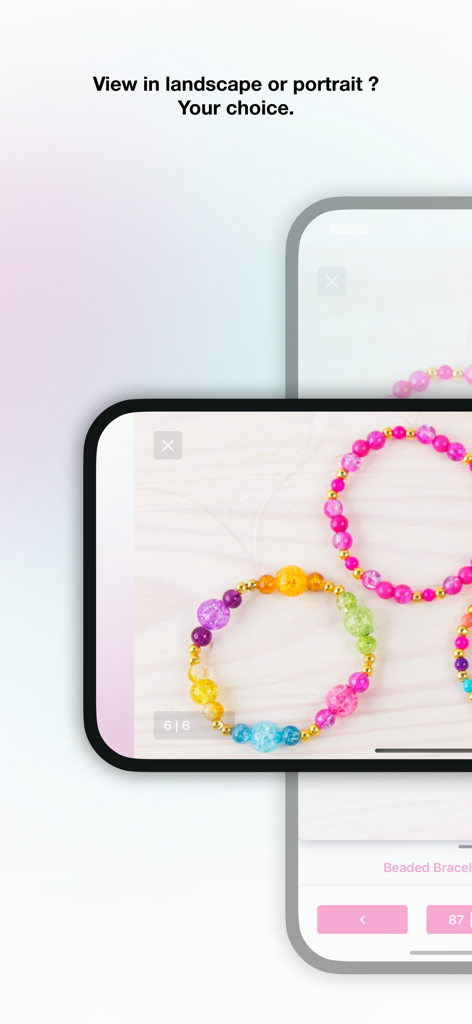 L'app Make It Real mostra braccialetti con perline sia in orientamento orizzontale che verticale