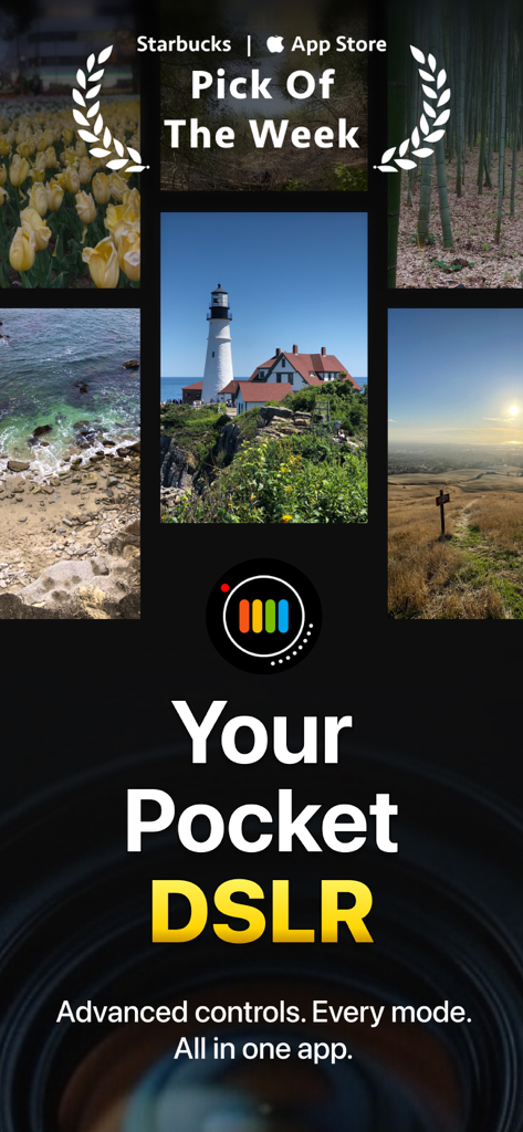 Promotional image for ProShot camera app featuring landscape photography and the headline Your Pocket DSLR