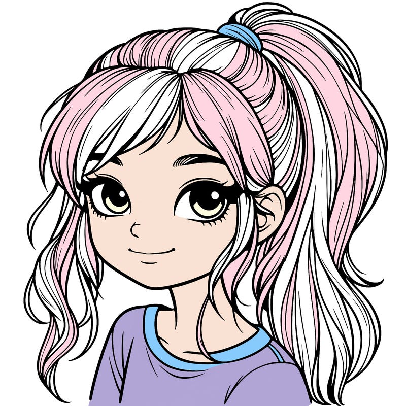 realistic girl with ponytail