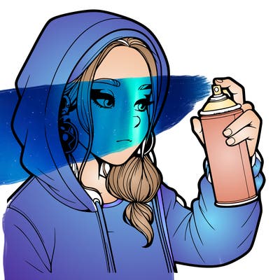 a realistic girl, spray painting