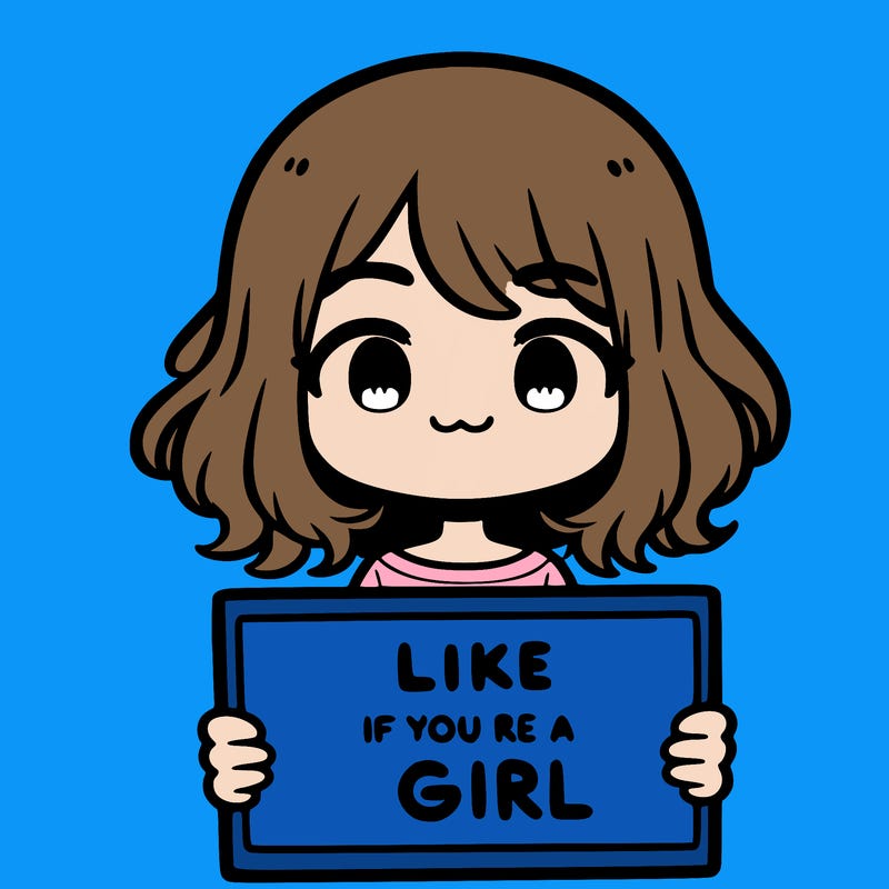 a cute girl holding a sign that says like if you’re a girl