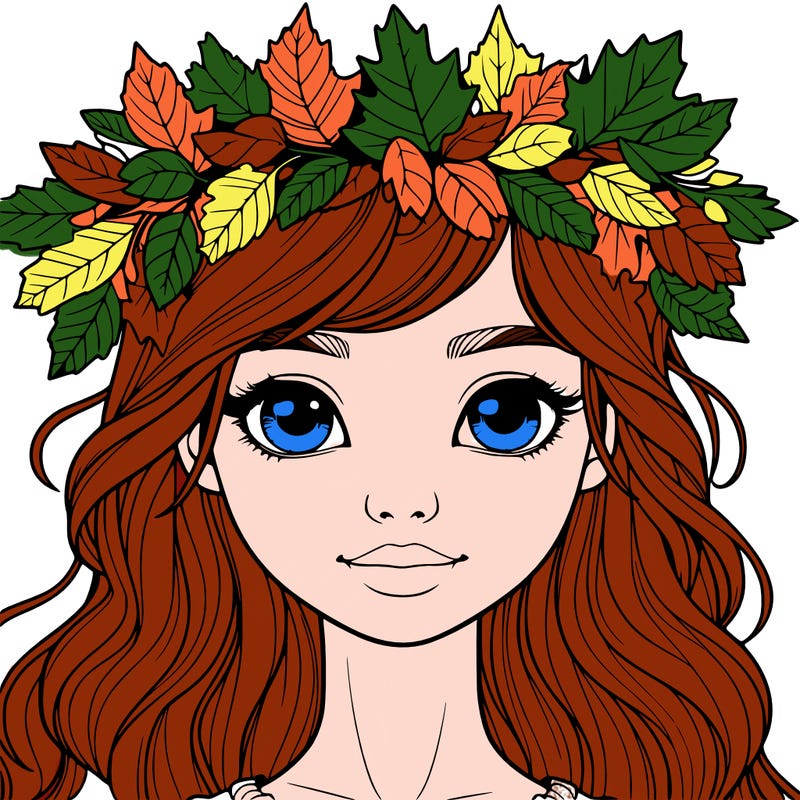 realistic girl with fall leaf crown