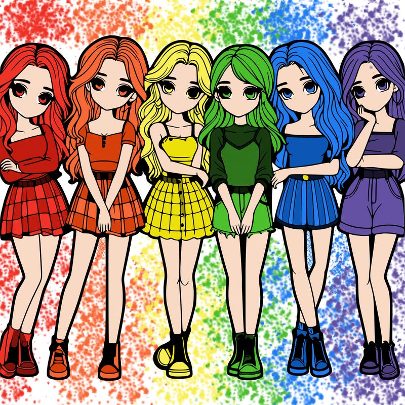 a group of girls realistic