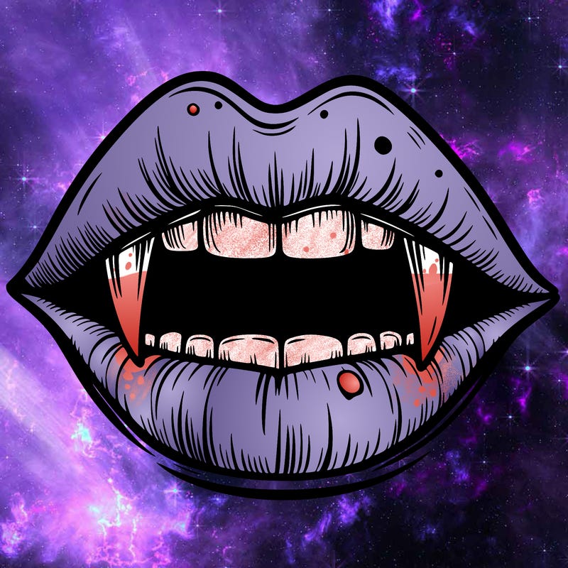 lips with vampire teeth