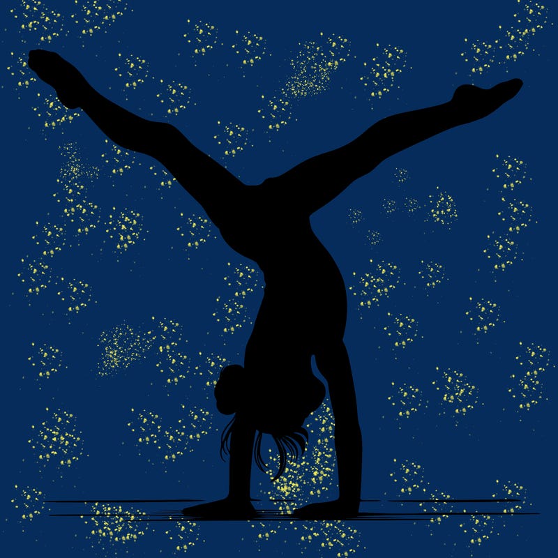 realistic gymnastic hand stand girl in four splits
