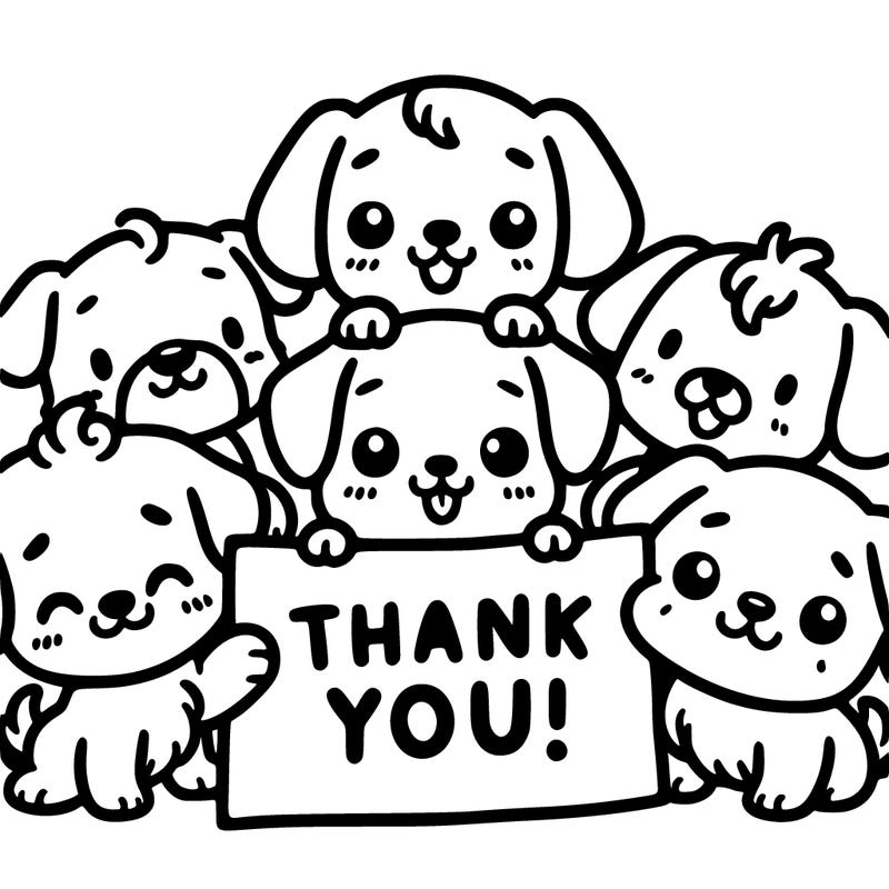 a bunch of cute dogs holding a thank you sign