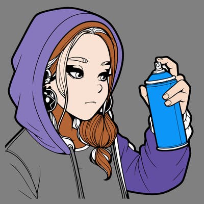 a realistic girl, spray painting