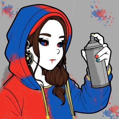 a realistic girl, spray painting