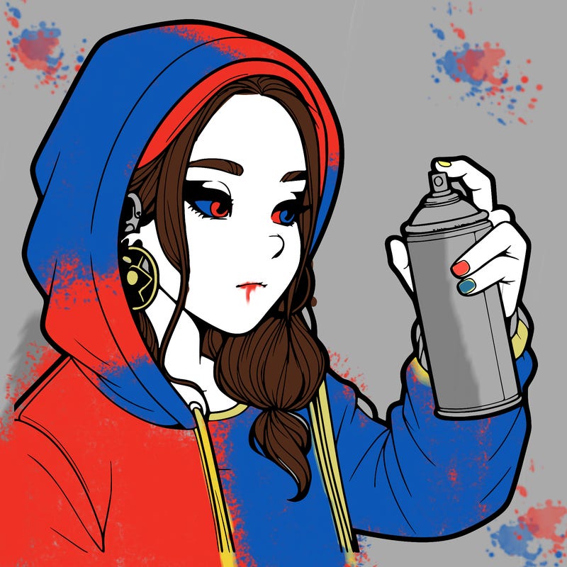 a realistic girl, spray painting