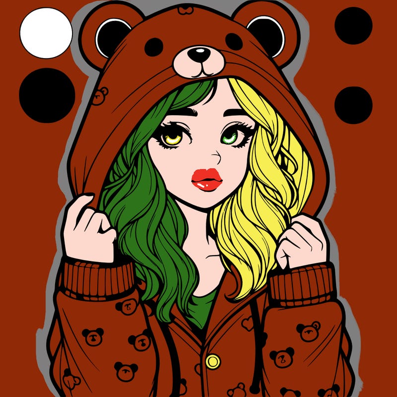 realistic girl in a animal pjs hoodie