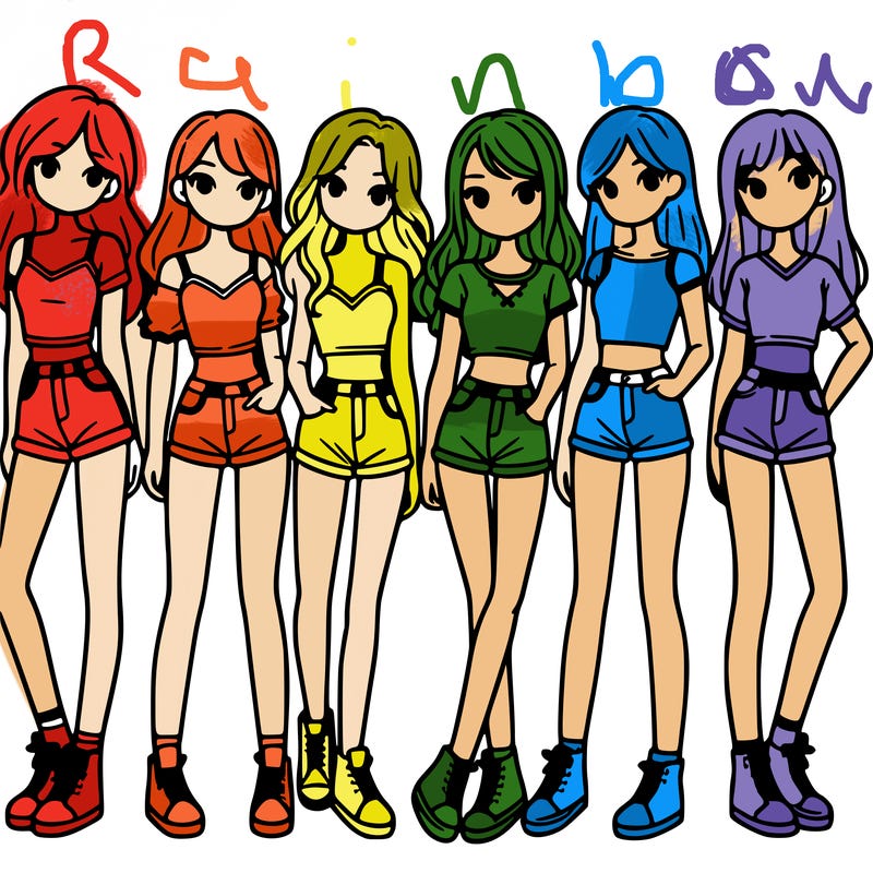 a group of girls wearing crop tops and shorts
