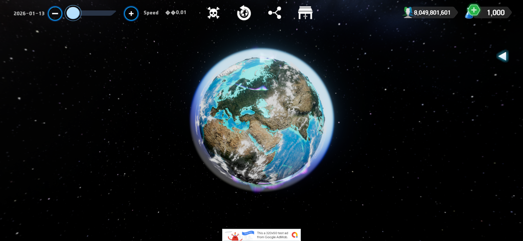 Earth Sandbox - Gameplay screenshot of Earth Sandbox showing a detailed 3D Earth in space with user interface controls