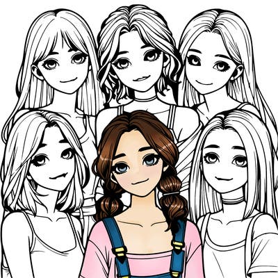 a group of girls realistic