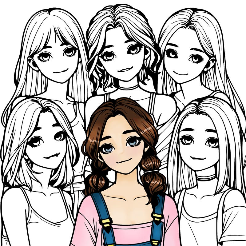 a group of girls realistic