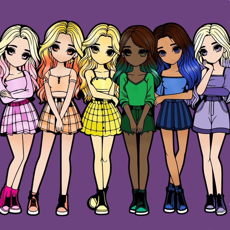 a group of girls realistic