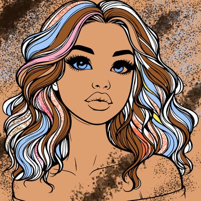 realistic girl with wavy hair and lips