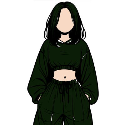 realistic girl faceless with baggy pants and a crop top