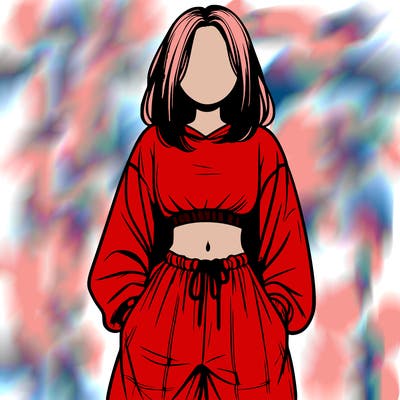 realistic girl faceless with baggy pants and a crop top