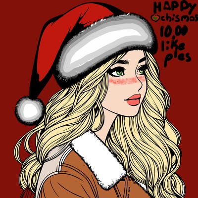 realistic girl in santa hat