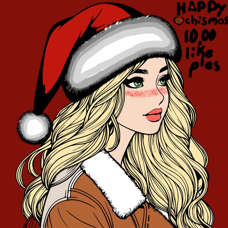 realistic girl in santa hat