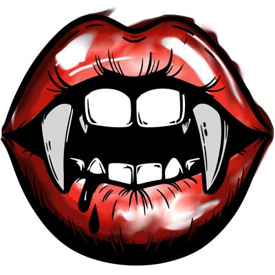 lips with vampire teeth