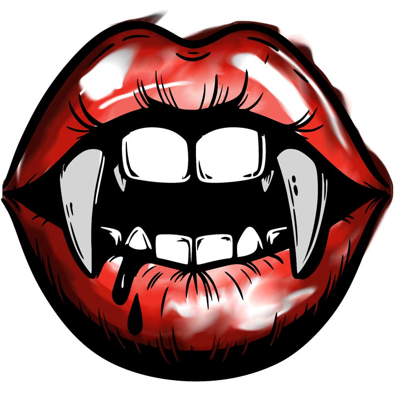 lips with vampire teeth