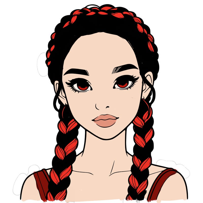 realistic girl with braids