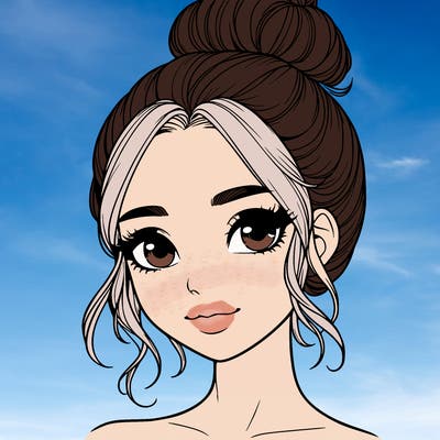 realistic pretty girl with hair in bun