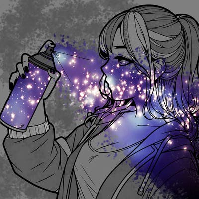 a realistic girl spray, painting