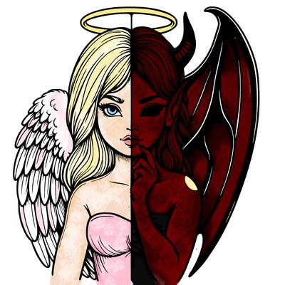 realistic angel half demon