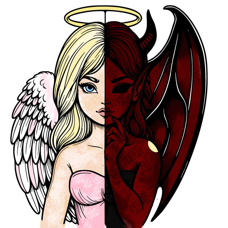 realistic angel half demon