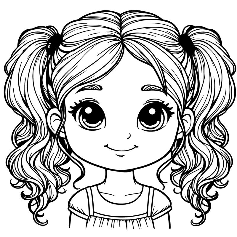 little realistic girl with pigtails