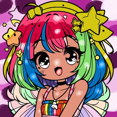 cute anime girl with star accessories