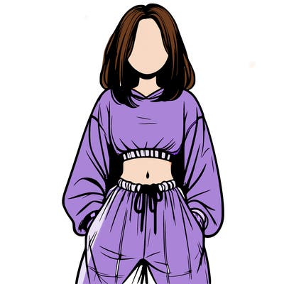 realistic girl faceless with baggy pants and a crop top