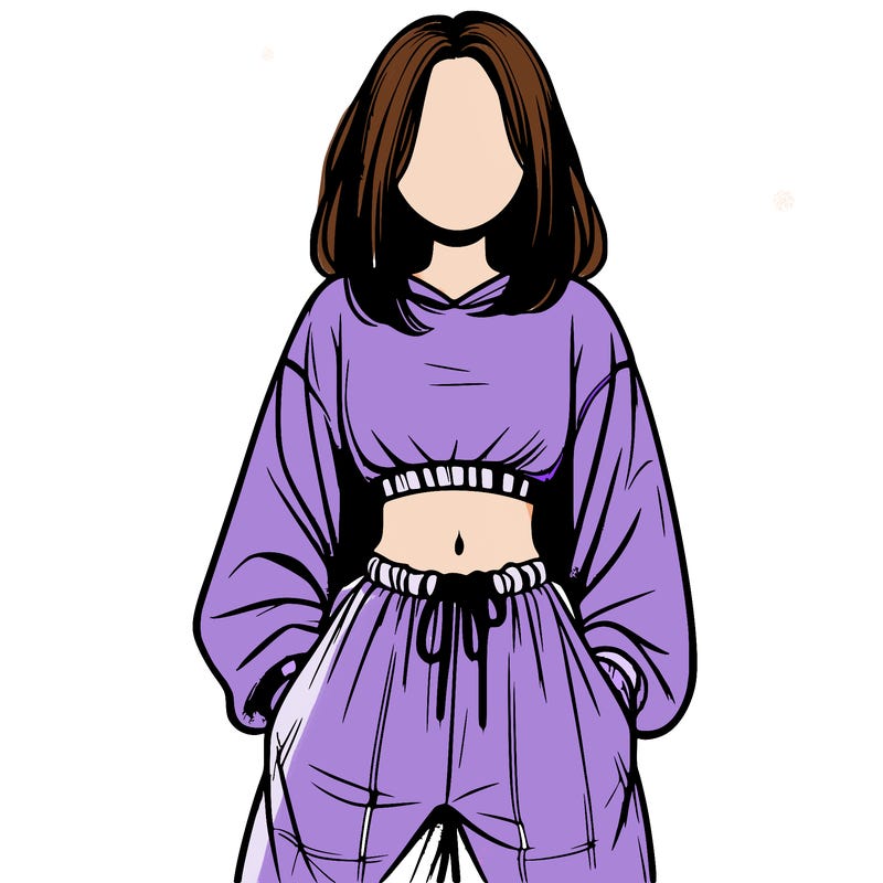 realistic girl faceless with baggy pants and a crop top