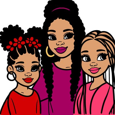 black girl mom and daughters