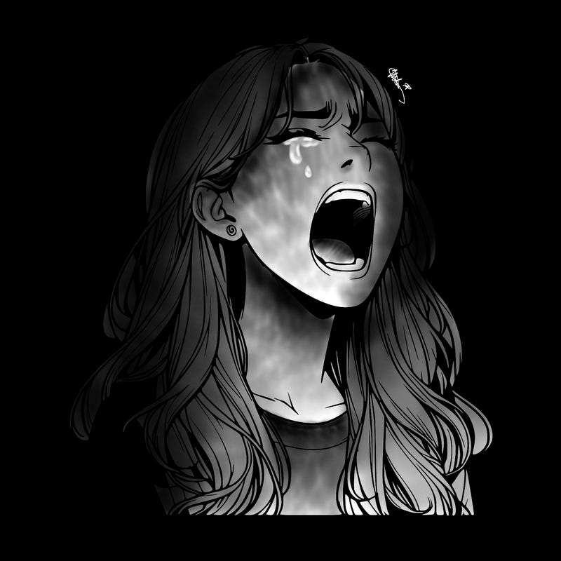 screaming realistic, girl