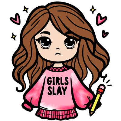 a girl wares a shirt that says girls slay