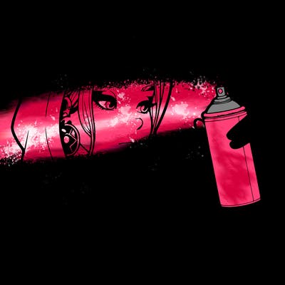 a realistic girl, spray painting