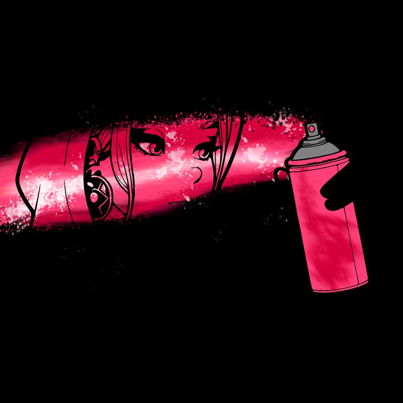 a realistic girl, spray painting