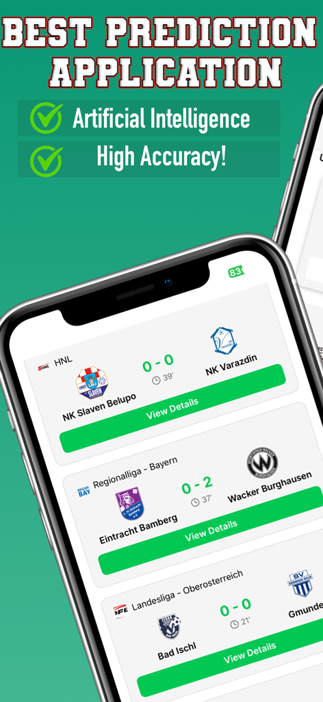AI Football Prediction Tips - Smartphone screen displaying live soccer match scores and AI prediction features